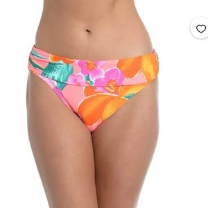 La Blanca Womens Isla Shirred Hipster Bikini Bottoms